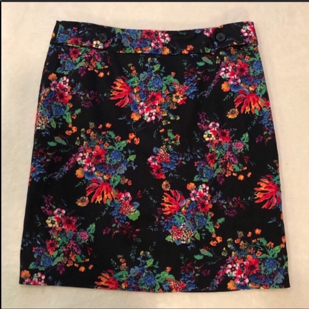 Laundry by Shelli Segal Black Floral Patterned Skirt Size 10
